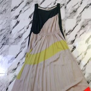 Alice + Olivia Colorblock Pleated Maxi Dress Womens‎ Multicolor Sleeveless